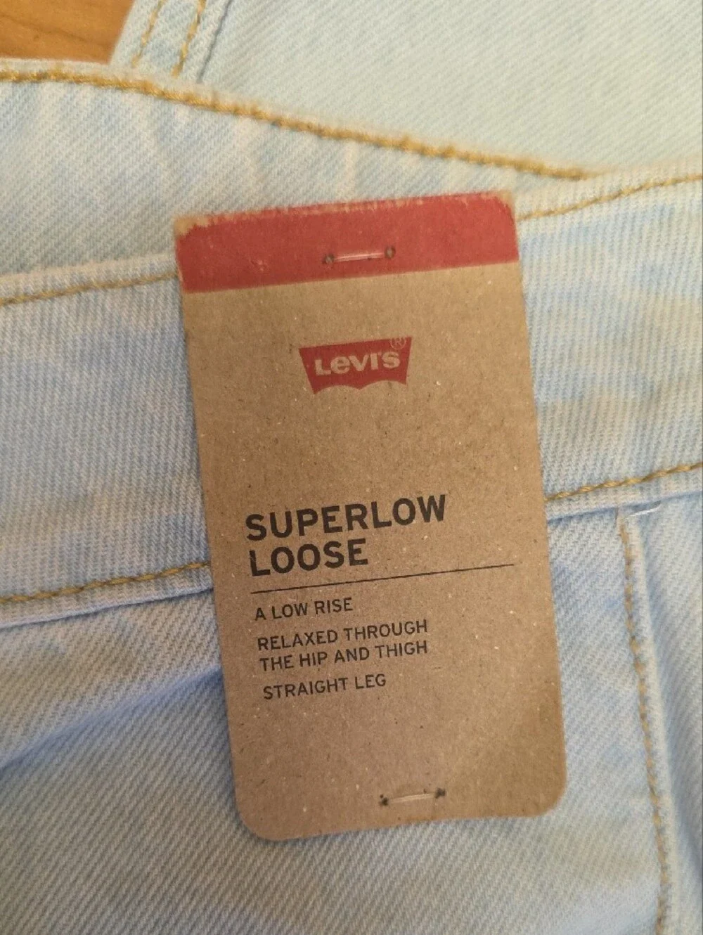 Levi’s Superlow Loose Stripe Jeans Light Wash Two Tone Side Panel 30x32 NEW - Picture 2 of 16